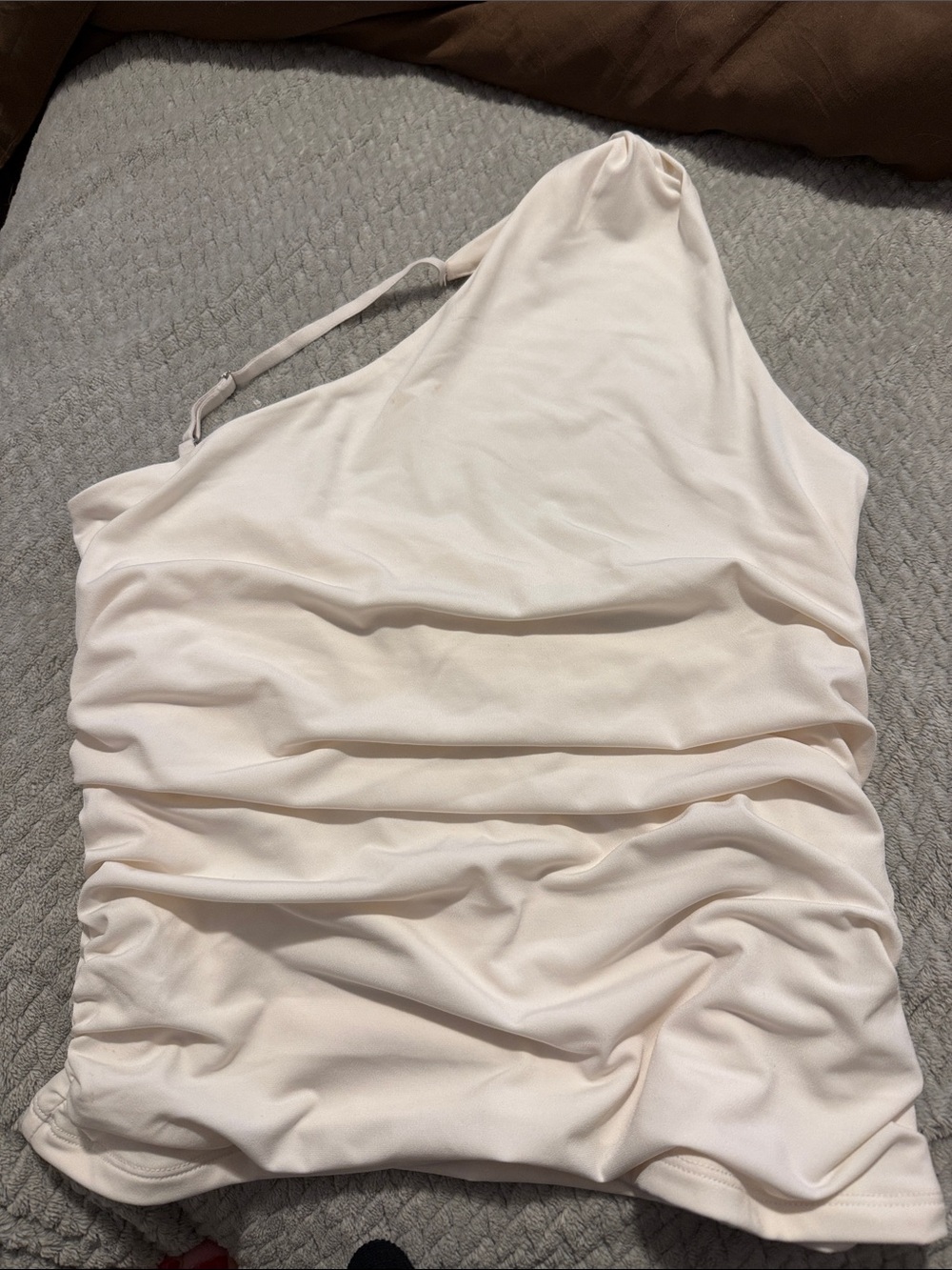 Abercrombie & Fitch One-Shoulder Ruched Camisole in Light Blush